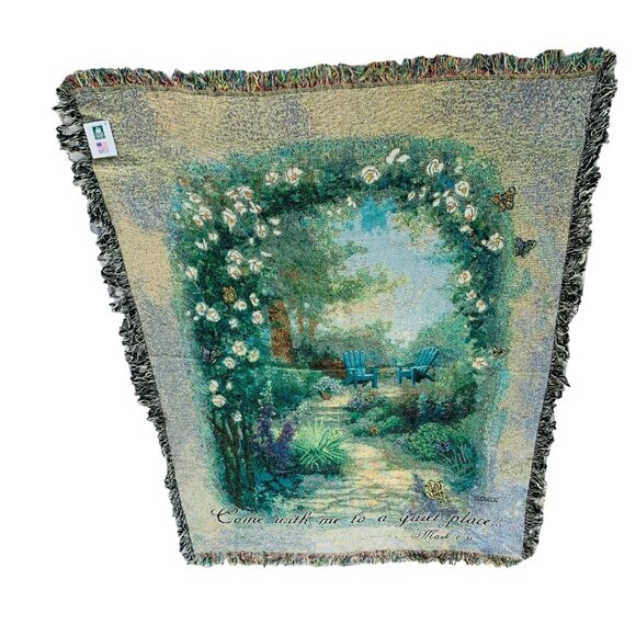 Religious Morning Butterfly Tapestry Throw Blanket Garden Adirondack Gift USA - Picture 3 of 10